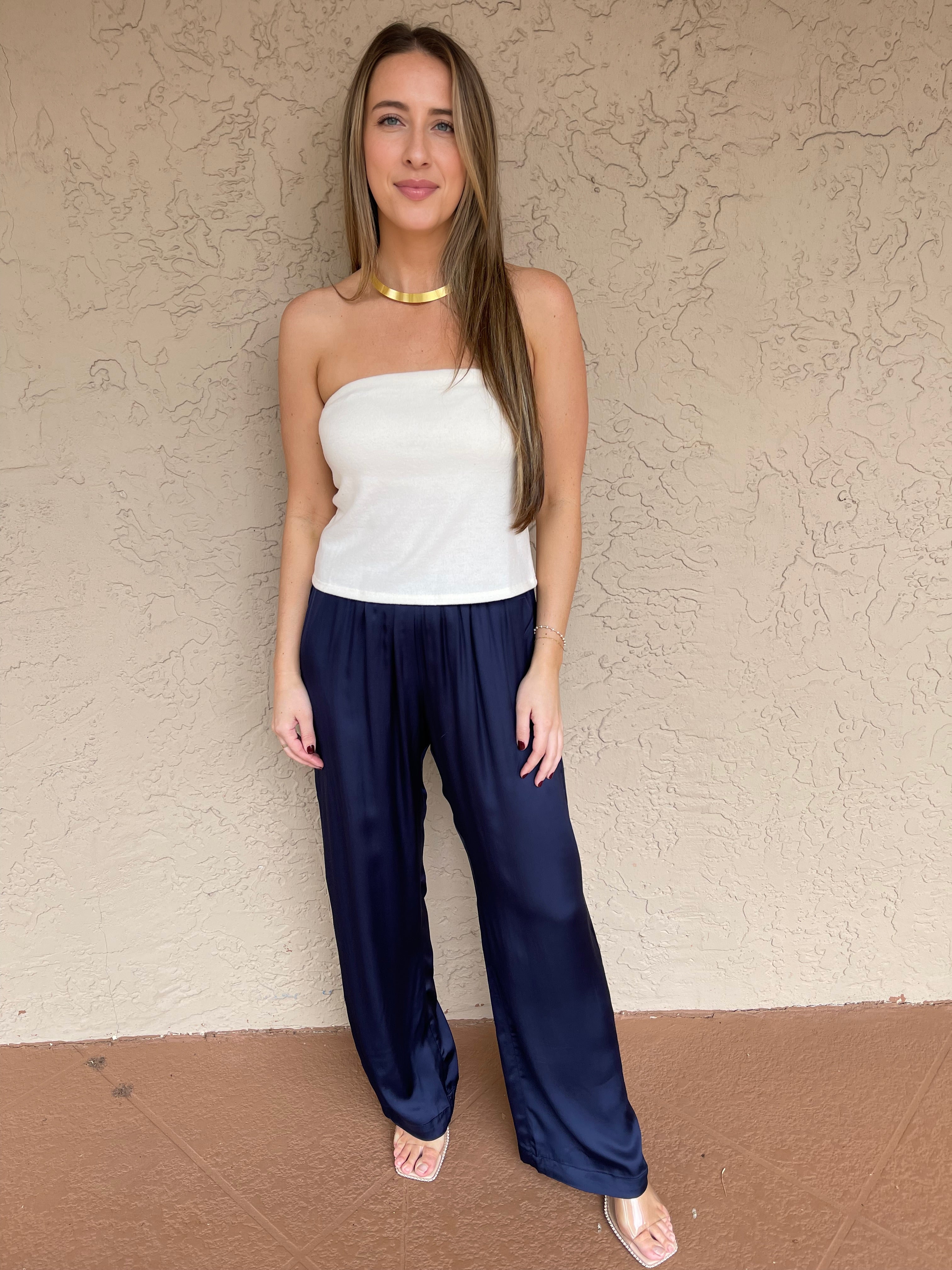 The Silky Simple Pant Navy