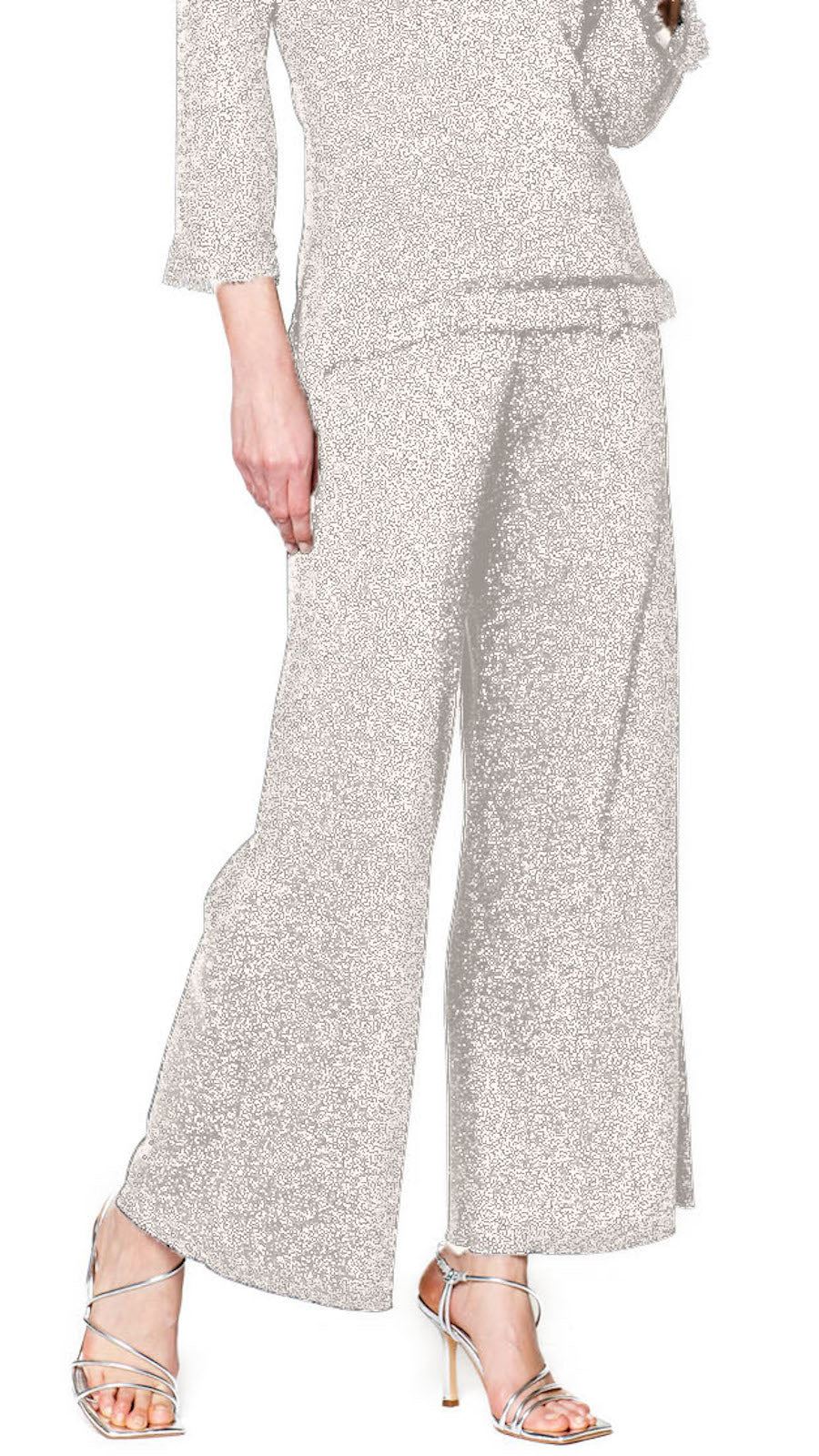 Biana Trina Wide Leg Shimmery Pants in Gold Ecru available at Barbara Katz