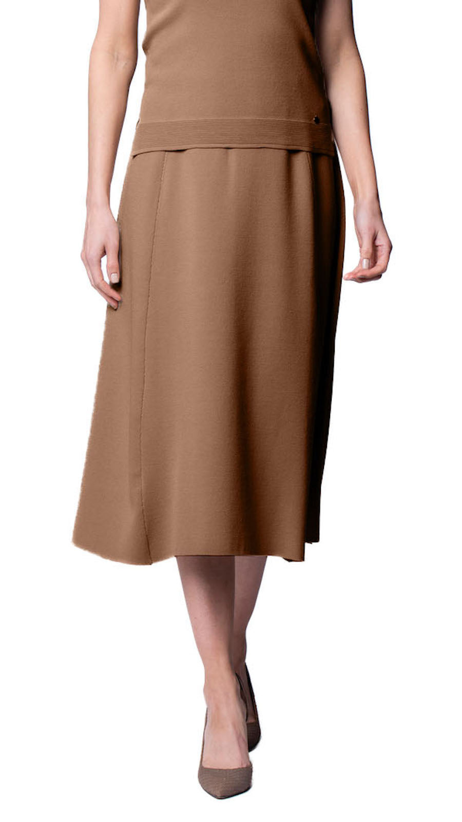 Biana Natalie A-Line Midi Skirt in Mocha available at Barbara Katz