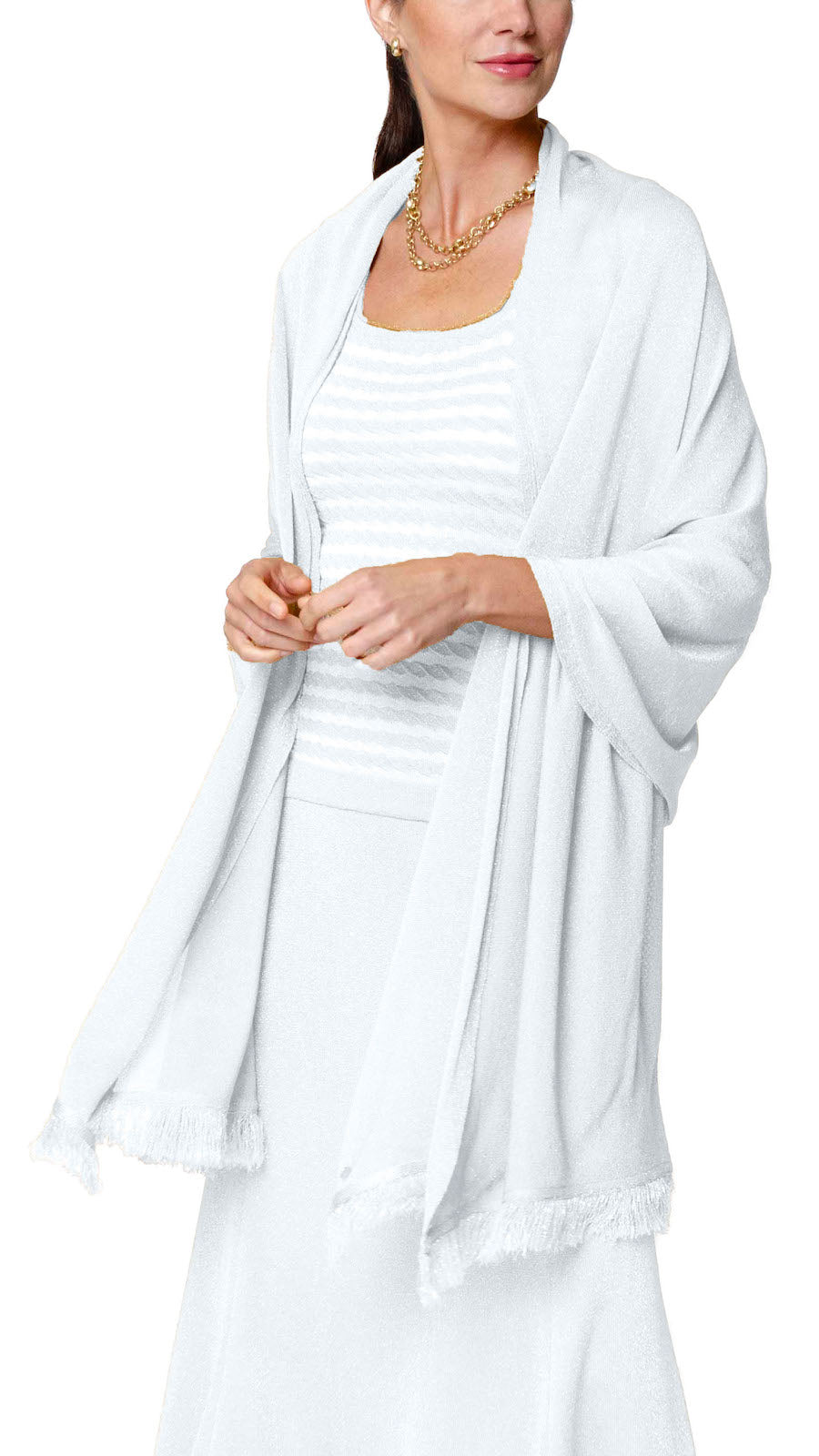 Biana Star Dust Shimmer Shawl in Silver White available at Barbara Katz