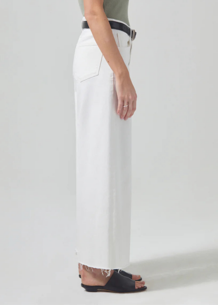 Citizens of Humanity Lyra Crop Wide Leg Denim in White available at Barbara Katz