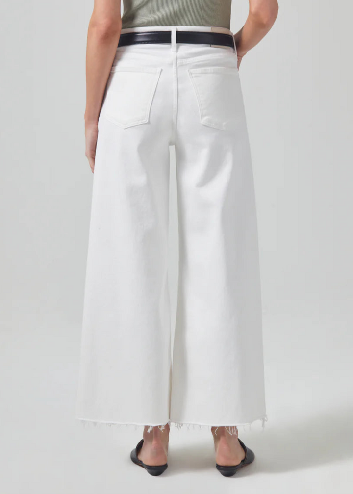 Citizens of Humanity Lyra Crop Wide Leg Jeans in White available at Barbara Katz