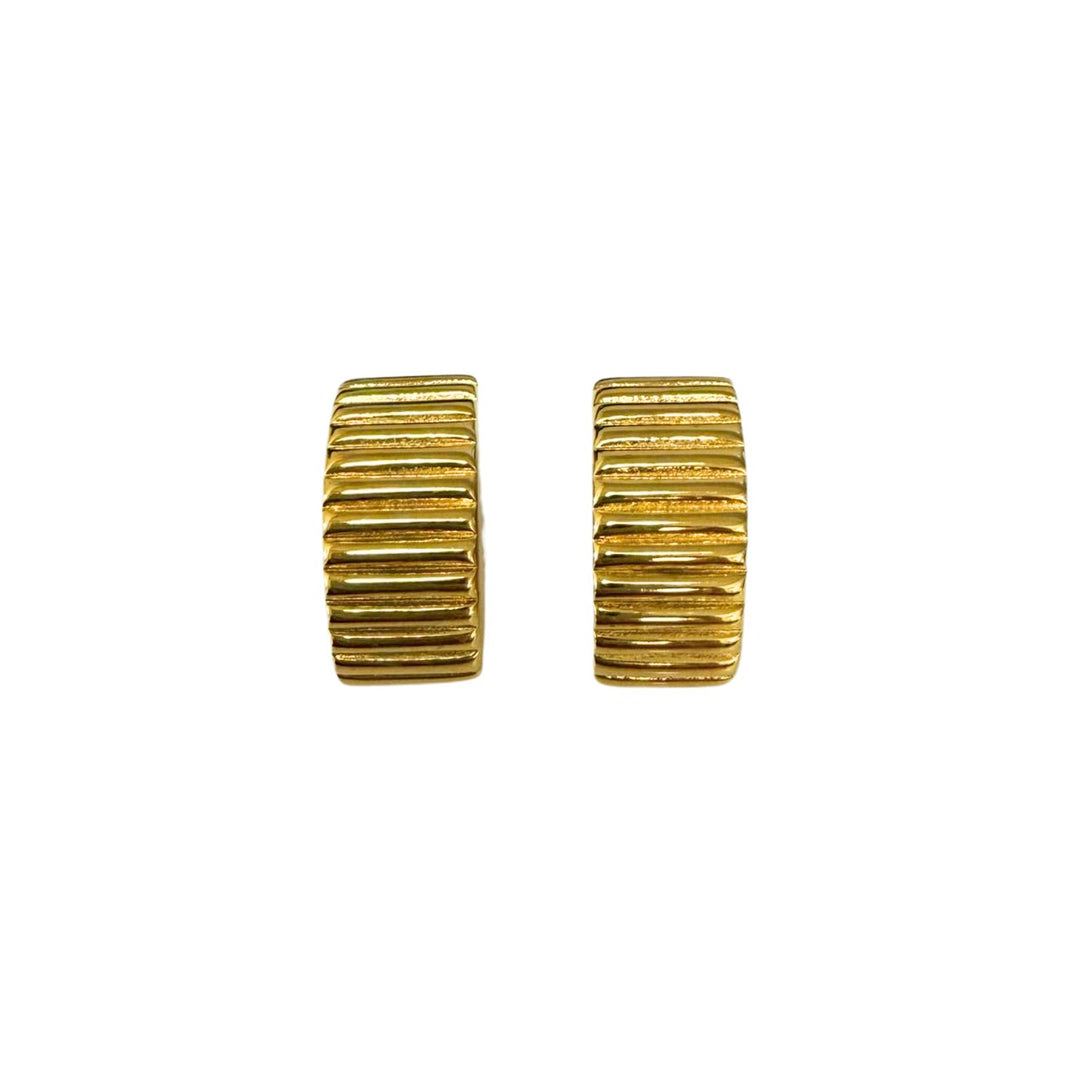 Ben Amun Ribbed Clip-On Earrings in Gold available at Barbara Katz