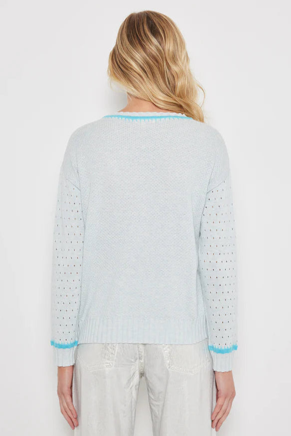 Lisa Todd Stitchy Situation Sweater in Iced Blue available at Barbara Katz