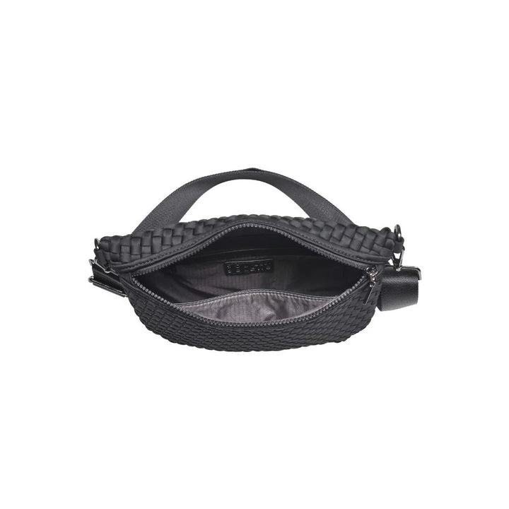 Sol and Selene Ethereal Woven Neoprene Belt Bag in Black available at Barbara Katz