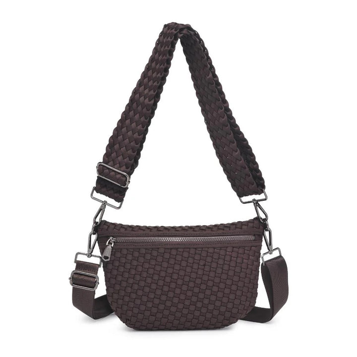 Sol and Selene Ethereal Woven Neoprene Bag in Chocolate available at Barbara Katz