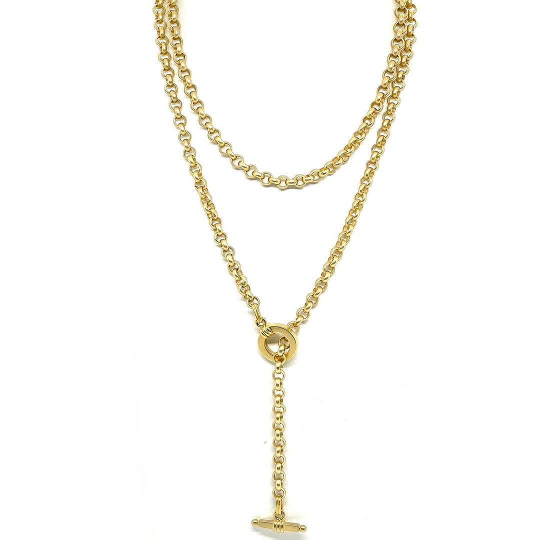 Deborah Grivas Matte Gold Cross Pendant On Matte Gold Chain Necklace