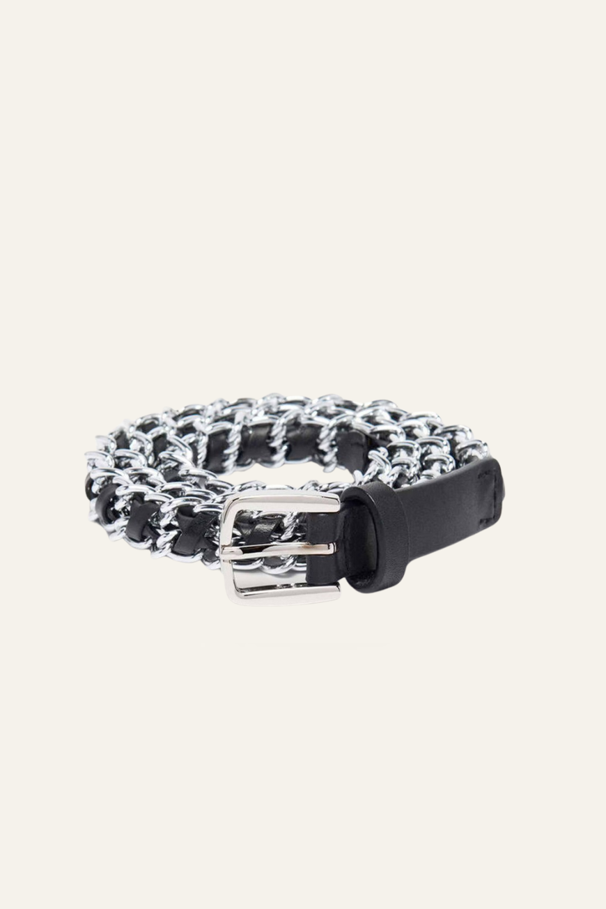 BA&SH Brooke Belt in Black/Silver available at Barbara Katz