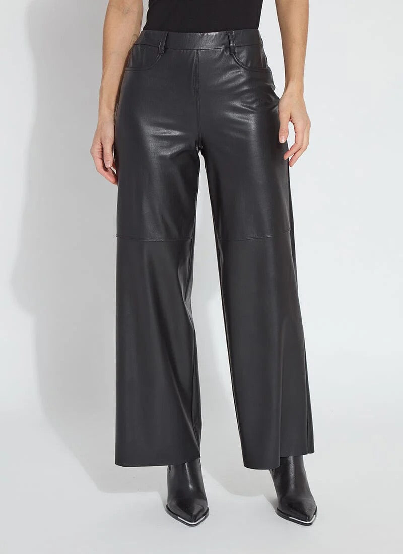 Lysse Wren Hi Waist Wide Leg Vegan Leather Pants in Black available at Barbara Katz