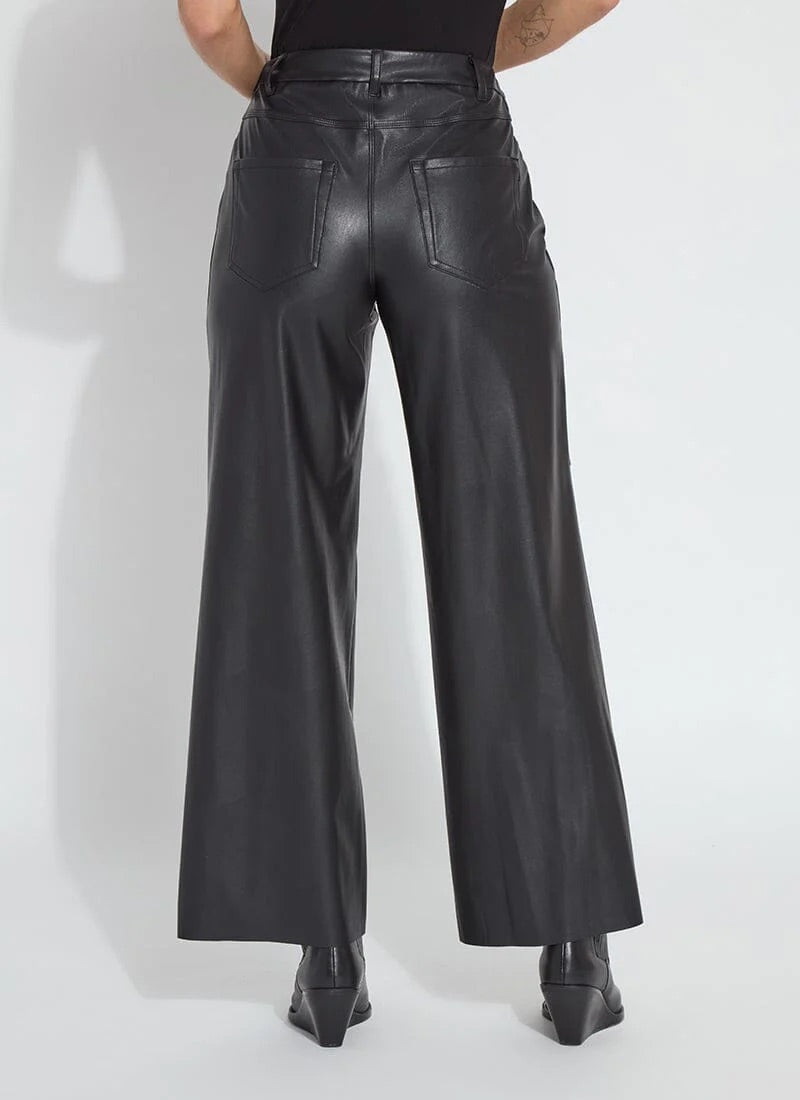 Lysse Wren Hi Waist Wide Leg Vegan Leather Pants in Black available at Barbara Katz