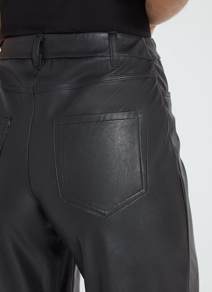 Lysse Wren Hi Waist Wide Leg Vegan Leather Pants in Black available at Barbara Katz