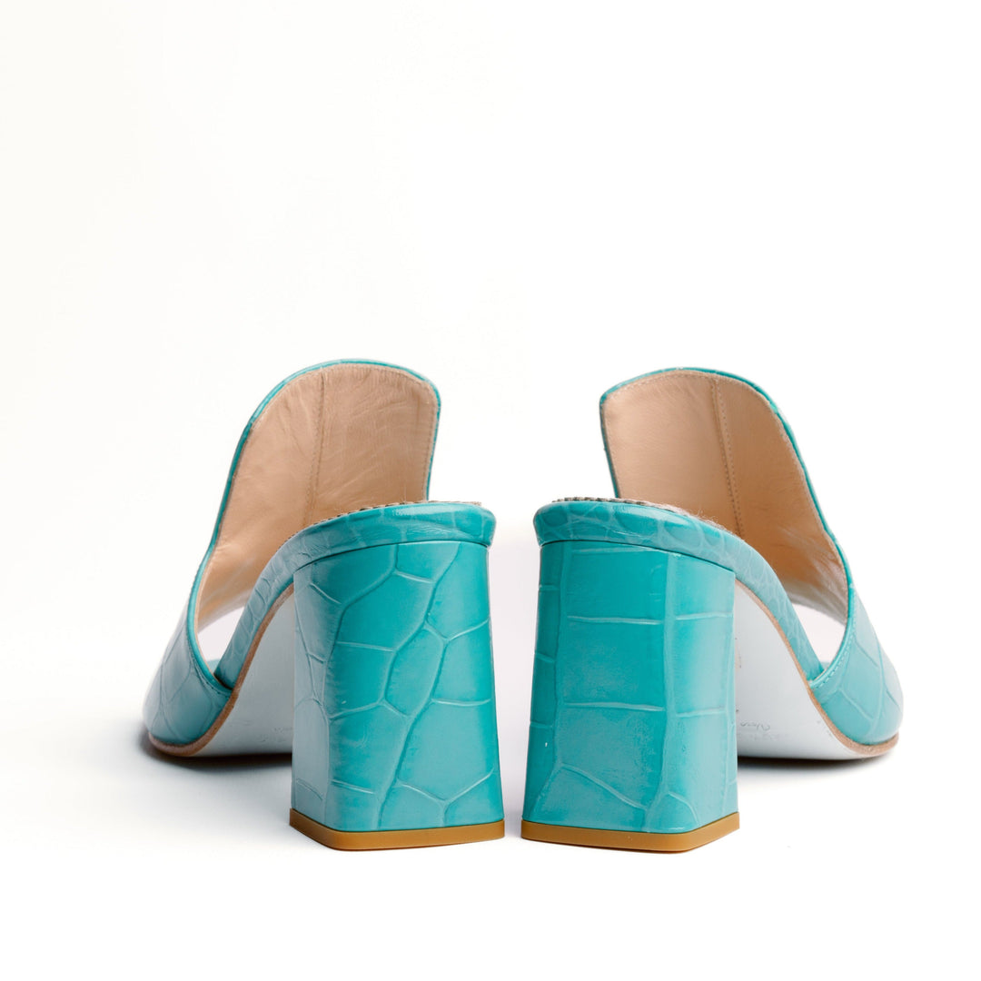 D. Lacquaniti Carmela Croc Mules - Seafoam Green