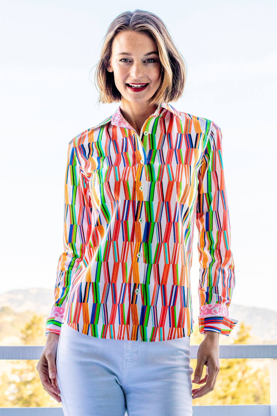 Dizzy-Lizzie Rome Long Sleeve Shirt - Kaleidoscope Print available at Barbara Katz