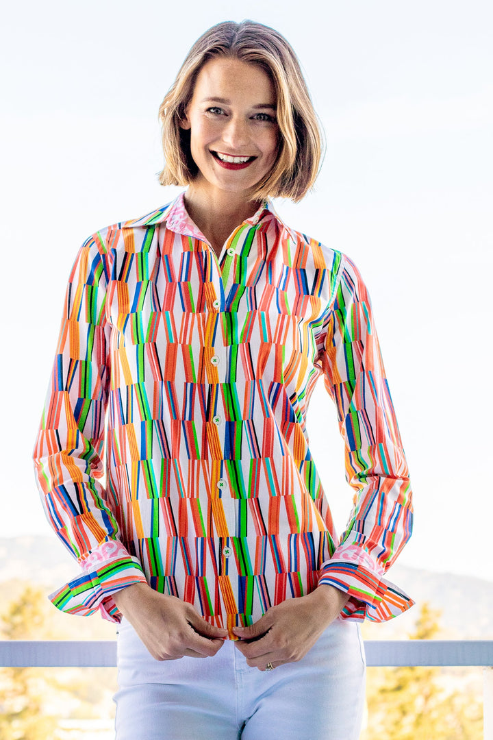 Dizzy-Lizzie Rome Long Sleeve Shirt - Kaleidoscope Print available at Barbara Katz