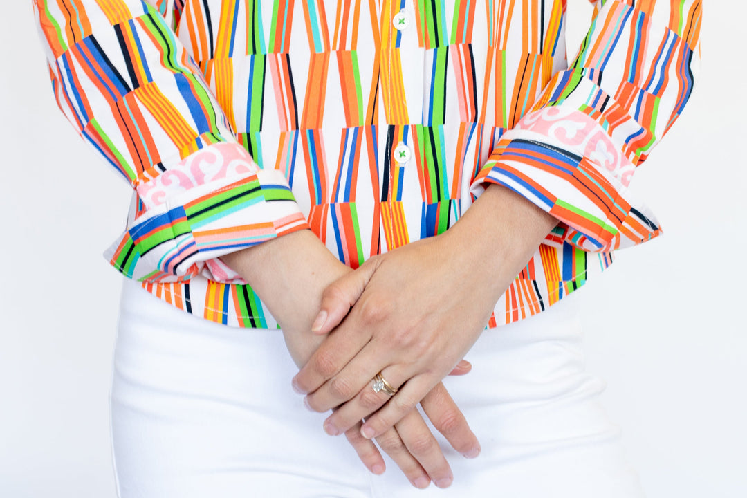 Dizzy-Lizzie Rome Long Sleeve Shirt - Kaleidoscope Print available at Barbara Katz