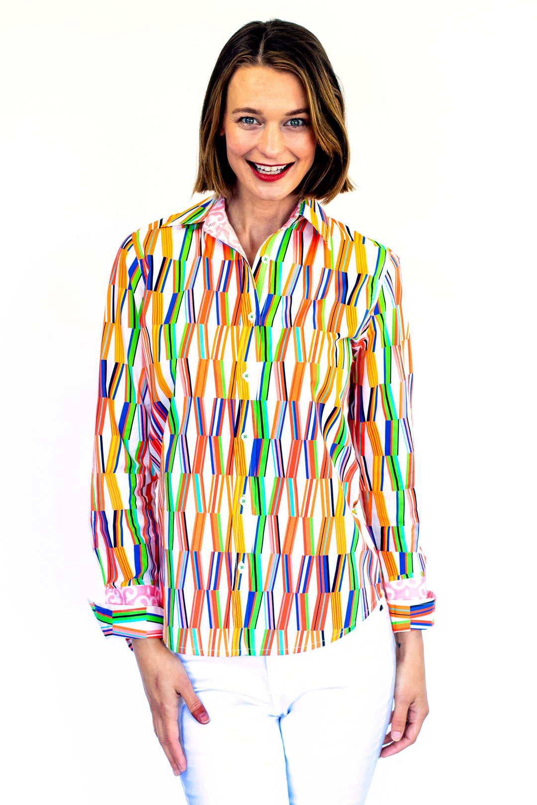 Dizzy-Lizzie Rome Long Sleeve Shirt - Kaleidoscope Print available at Barbara Katz