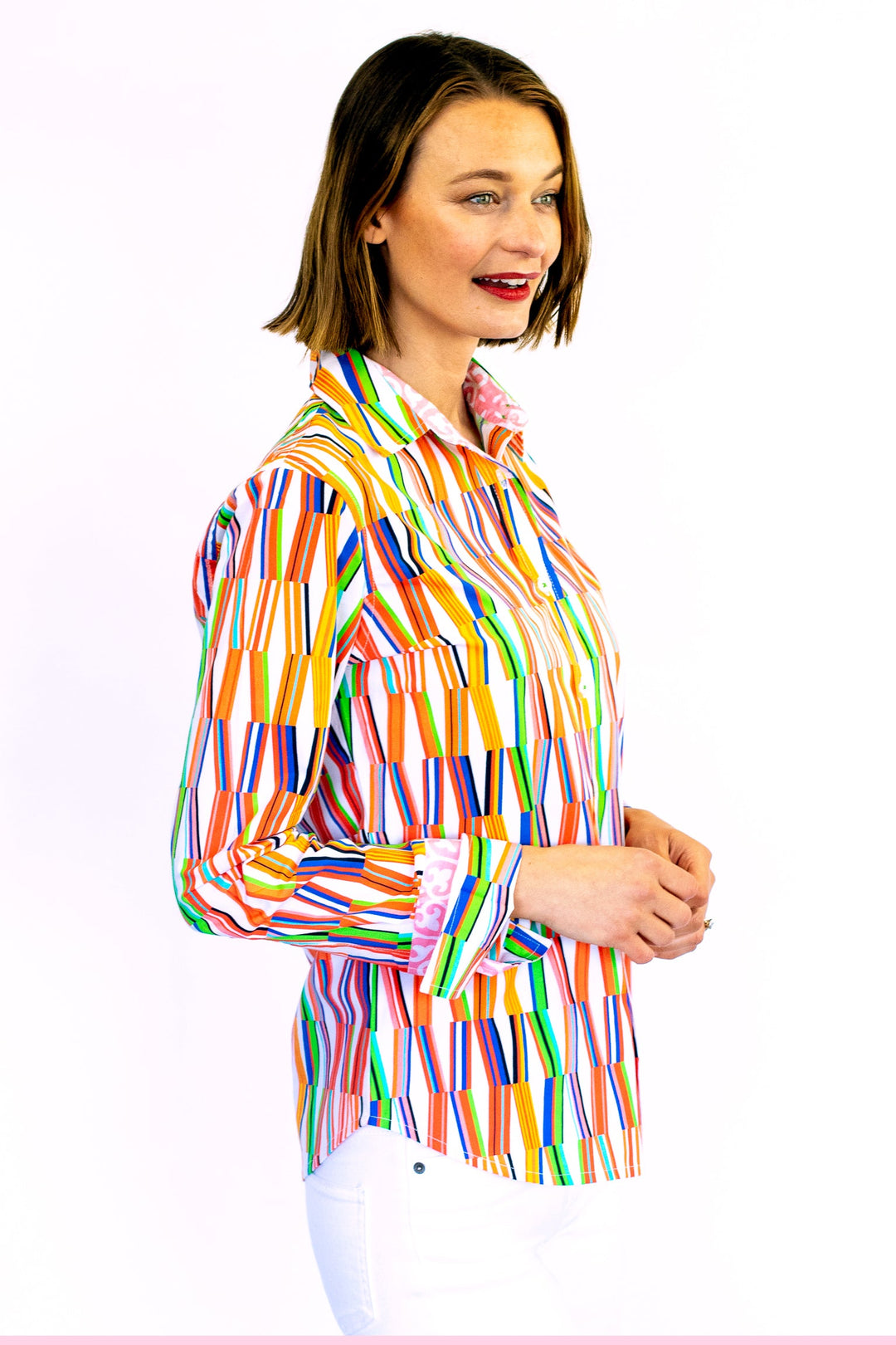 Dizzy-Lizzie Rome Long Sleeve Shirt - Kaleidoscope Print available at Barbara Katz