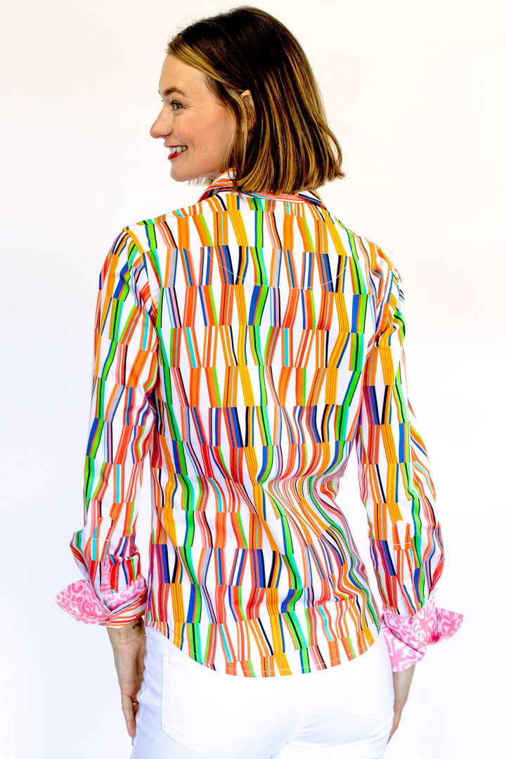 Dizzy-Lizzie Rome Long Sleeve Shirt - Kaleidoscope Print available at Barbara Katz