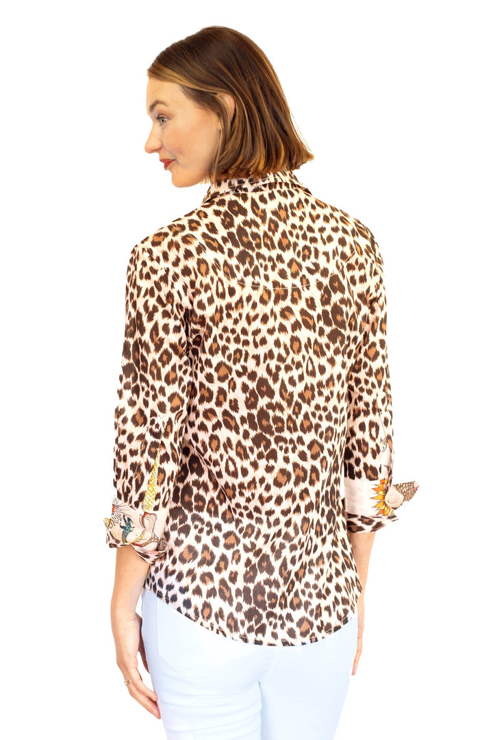 DIzzy-Lizzie Rome 3/4 Sleeve Shirt - Cheetah Print available at Barbara Katz