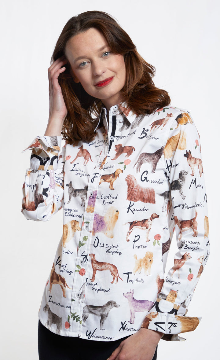 Dizzy-Lizzie Rome Long Sleeve Shirt - Pedigree Doggies And Their Elegant Names available at Barbara Katz