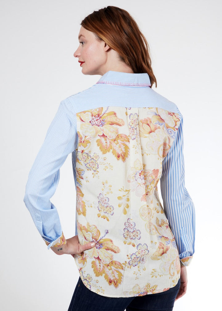 Dizzy-Lizzie Madison Shirt - Stripes and Antique Floral Print available at Barbara Katz