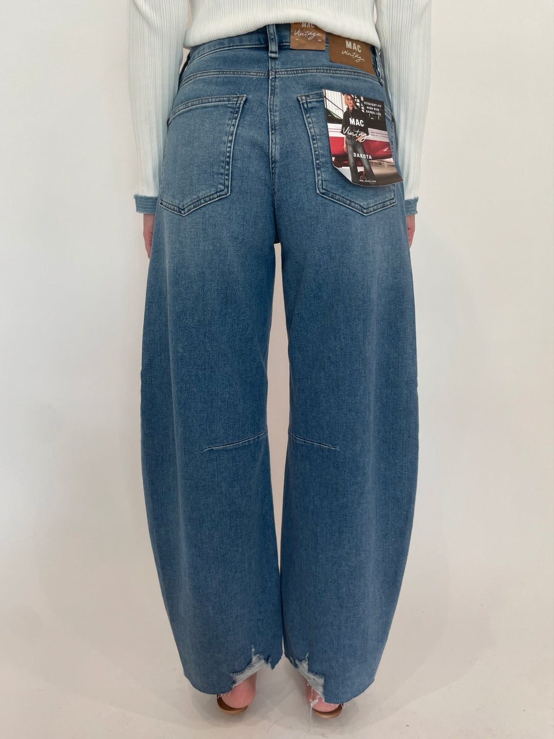 MAC Denim Dakota Barrel Leg Jeans in Medium Denim available at Barbara Katz