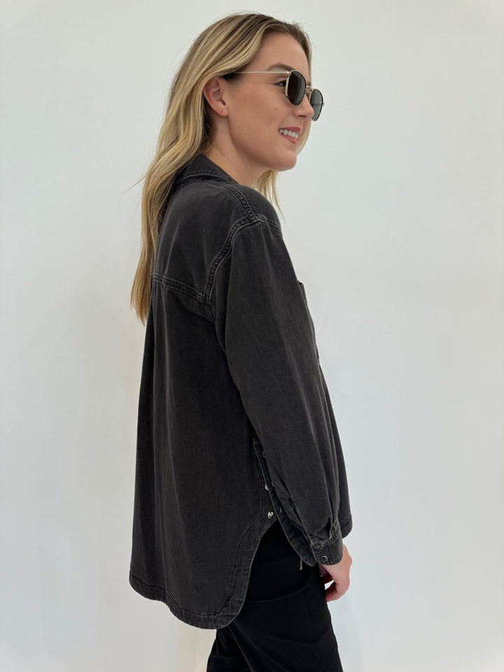 Ba&sh Lexa Long Sleeve Shirt in Blackstone available at Barbara Katz