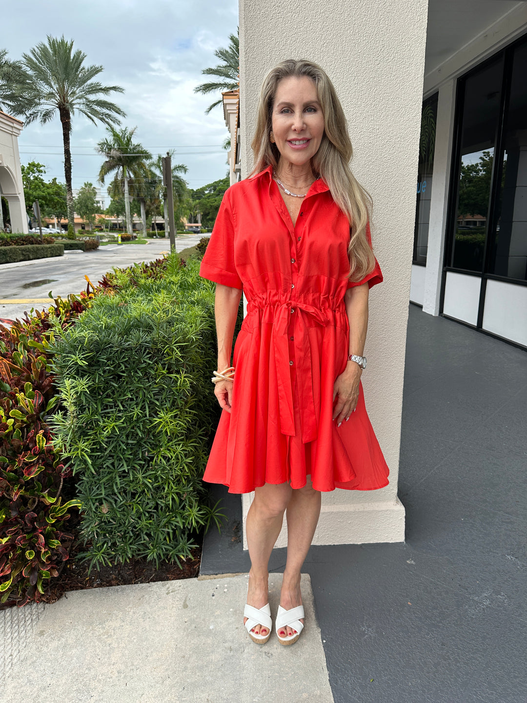 Harshman Belt Dress - Poppy Red