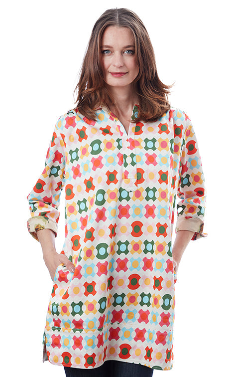 Dizzy-Lizzie Vail Tunic - Colorful Geometric Pattern available at Barbara Katz