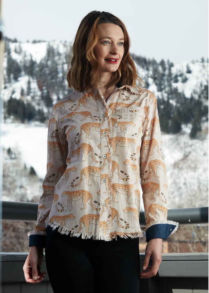 Dizzy-Lizzie Cape Cod Frayed Shirt - Leopards available at Barbara Katz