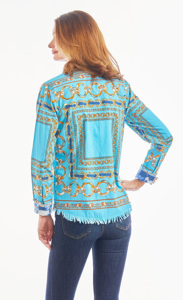 Dizzy-Lizzie Cape Cod Frayed Shirt - Blue Links available at Barbara Katz