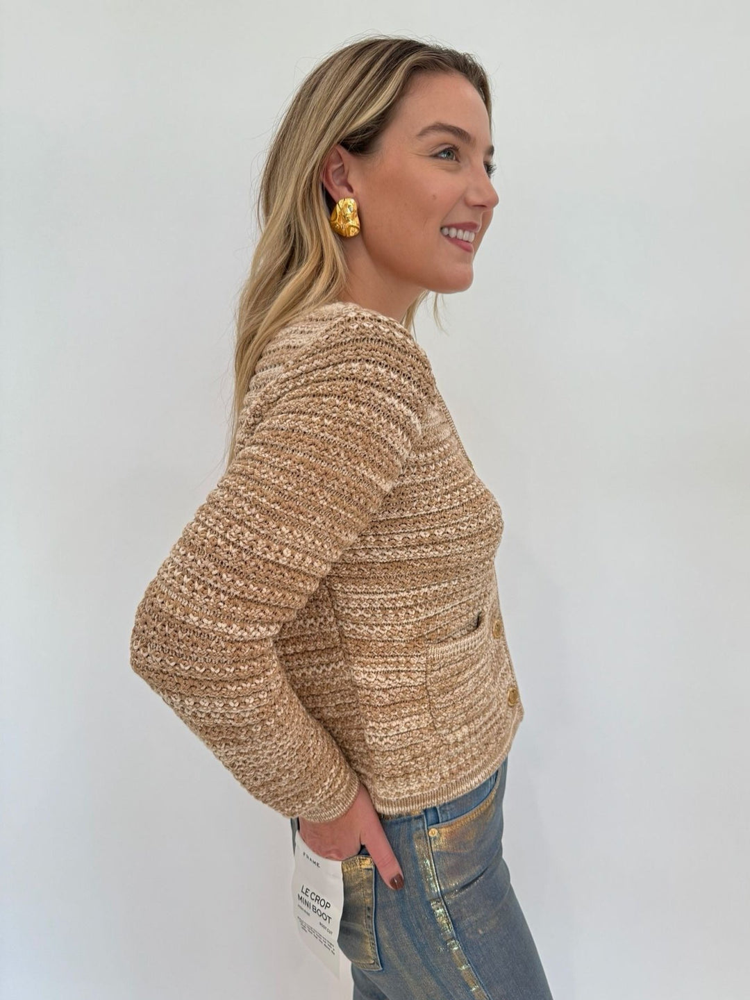 Ba&sh Guspa Cardigan in Sable available at Barbara Katz