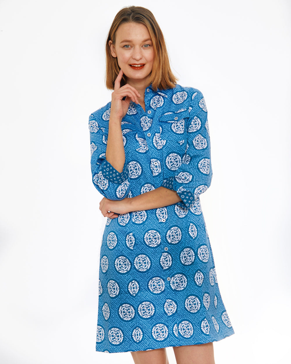 Dizzy-Lizzie Sag Harbor Dress - Navy Medallion available at Barbara Katz