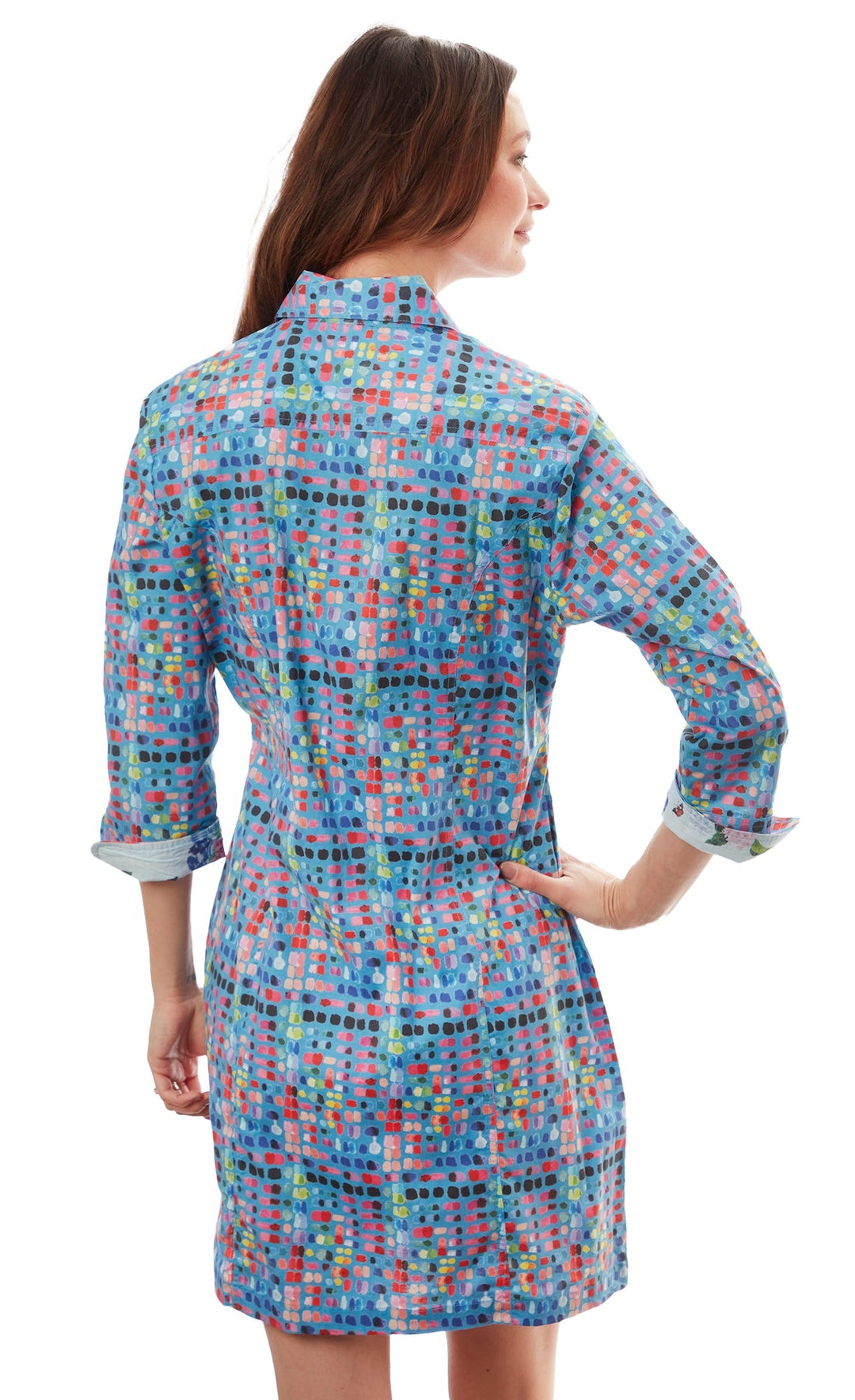 Dizzy-Lizzie Sag Harbor Dress - Blue Confetti Print available at Barbara Katz