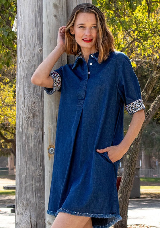 Dizzy-Lizzie Hyannis Denim Dress available at Barbara Katz