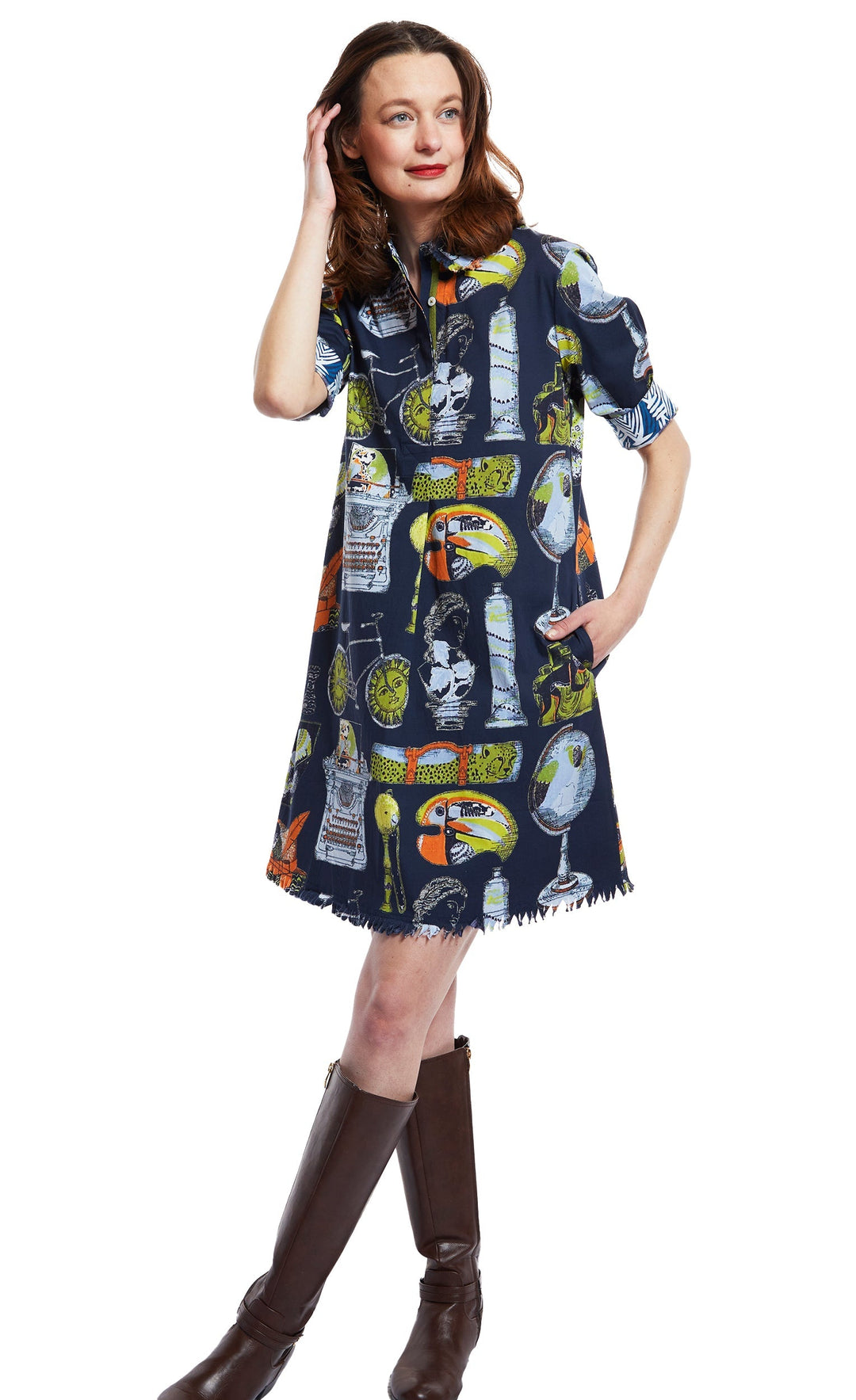 Dizzy-Lizzie Chatham Dress - Vintage History Print available at Barbara Katz