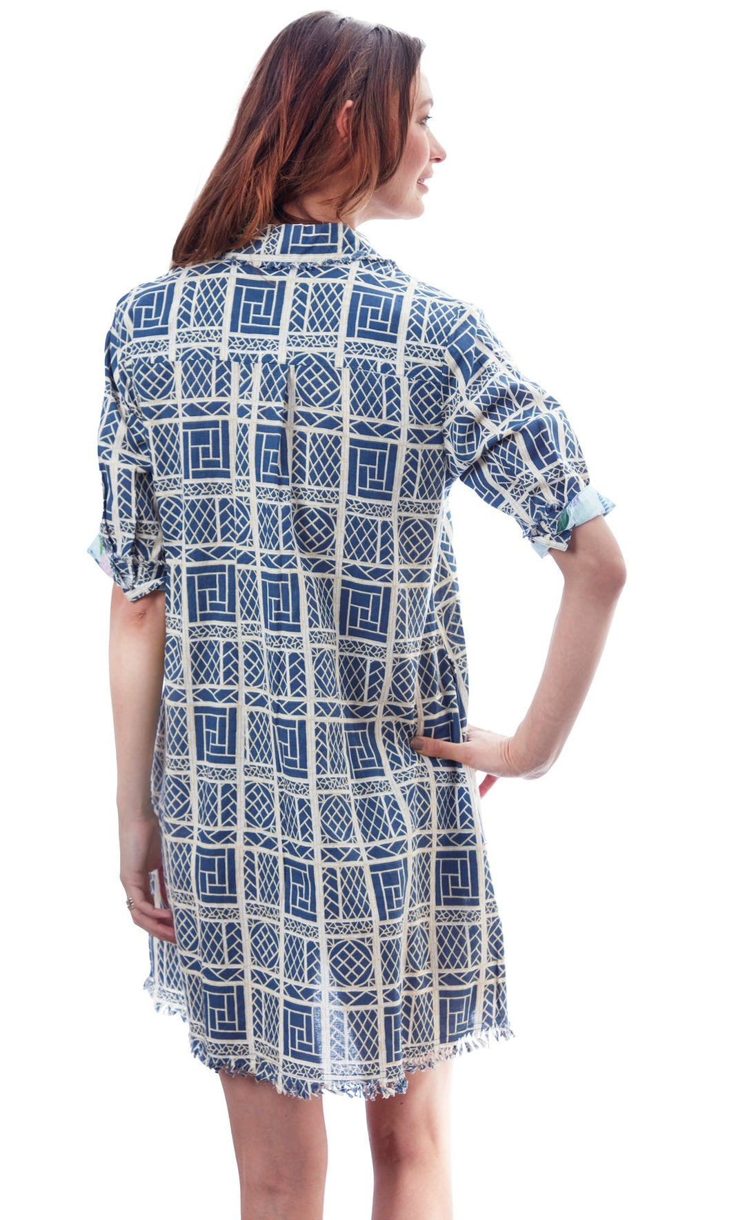 Dizzy-Lizzie Chatham Dress - Navy Chinoiserie Print available at Barbara Katz