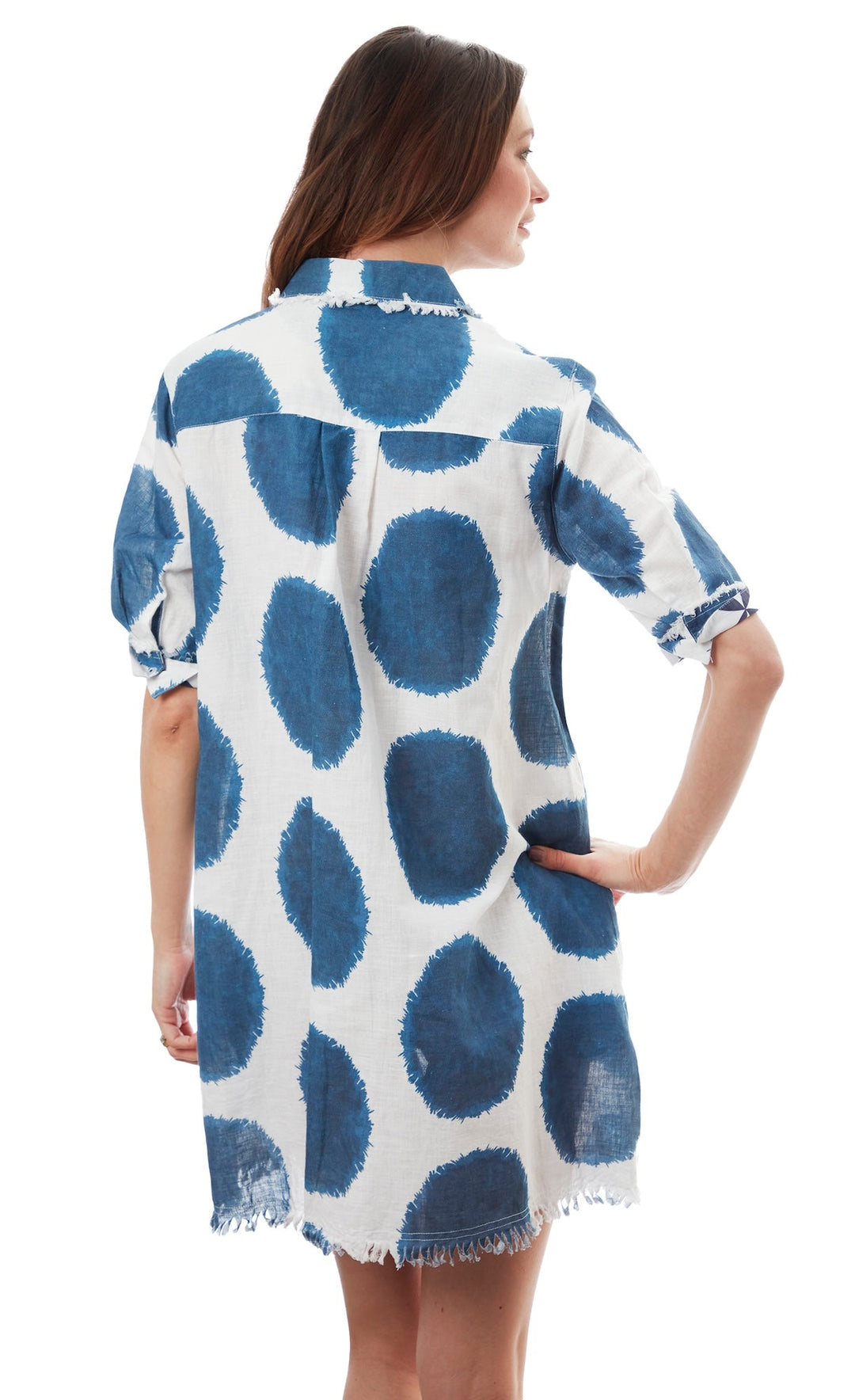 Dizzy-Lizzie Chatham Dress - Big Navy Dot Print available at Barbara Katz