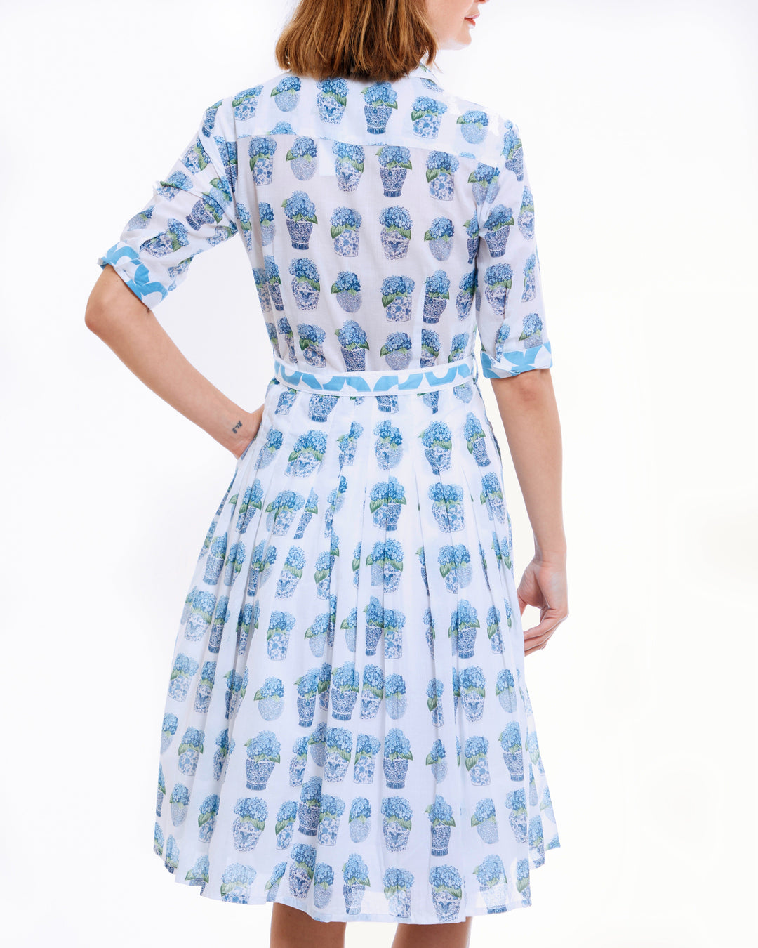 Dizzy-Lizzie Mrs Maisel Dress - Chinoiserie And Hydrangeas available at Barbara Katz