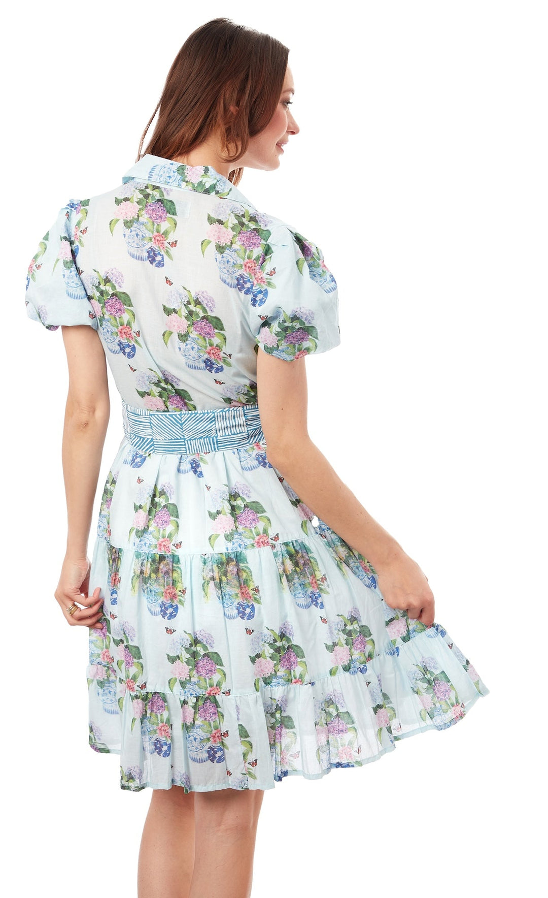 Dizzy-Lizzie Litchfield Short Dress - Blue Hydrangeas available at Barbara Katz