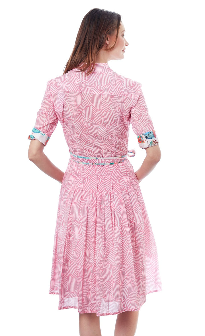 Dizzy-Lizzie Mrs Maisel Dress - Pink Geometric Print available at Barbara Katz