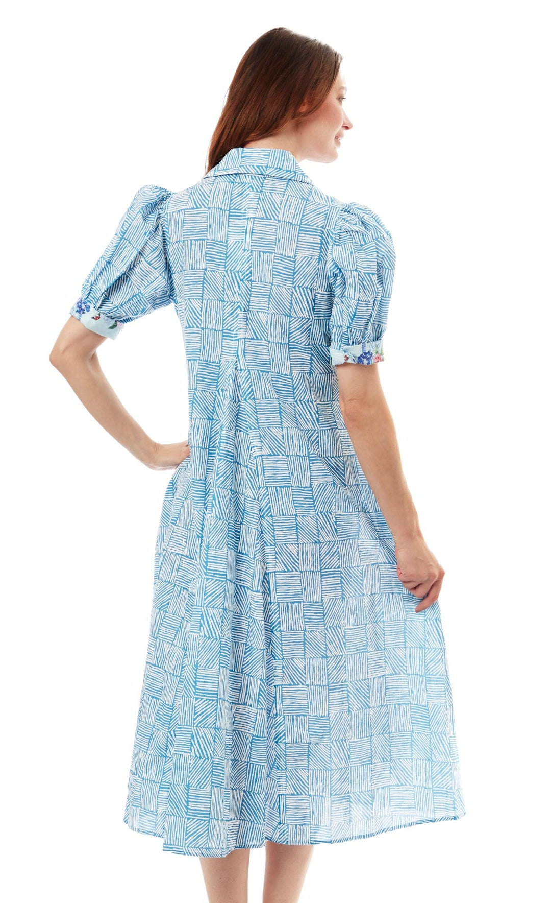 Dizzy-Lizzie Montauk Dress - Turquoise White Criss Cross available at Barbara Katz