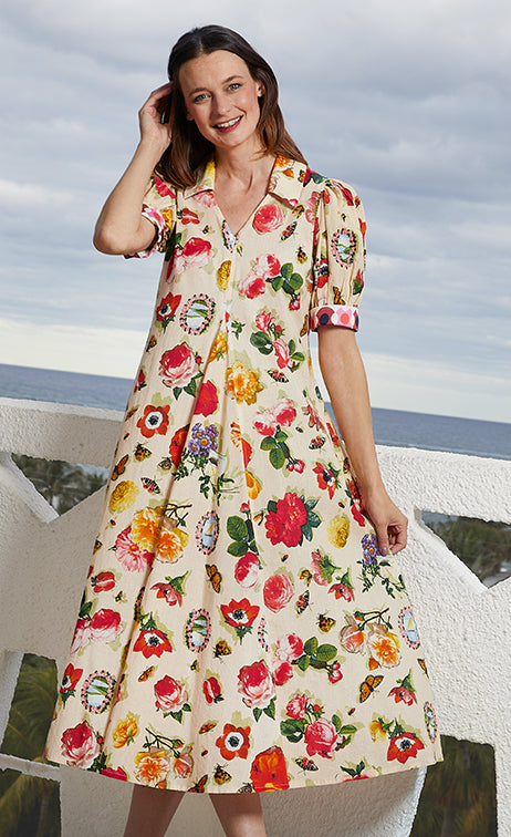 Dizzy-Lizzie Montauk Dress - Botanical Floral available at Barbara Katz