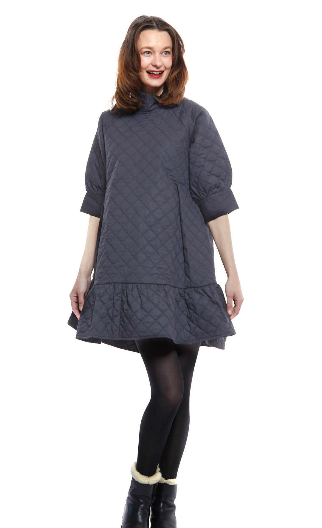 Dizzy-Lizzie St. Tropez Softly Quilted Black Poplin Dress available at Barbara Katz