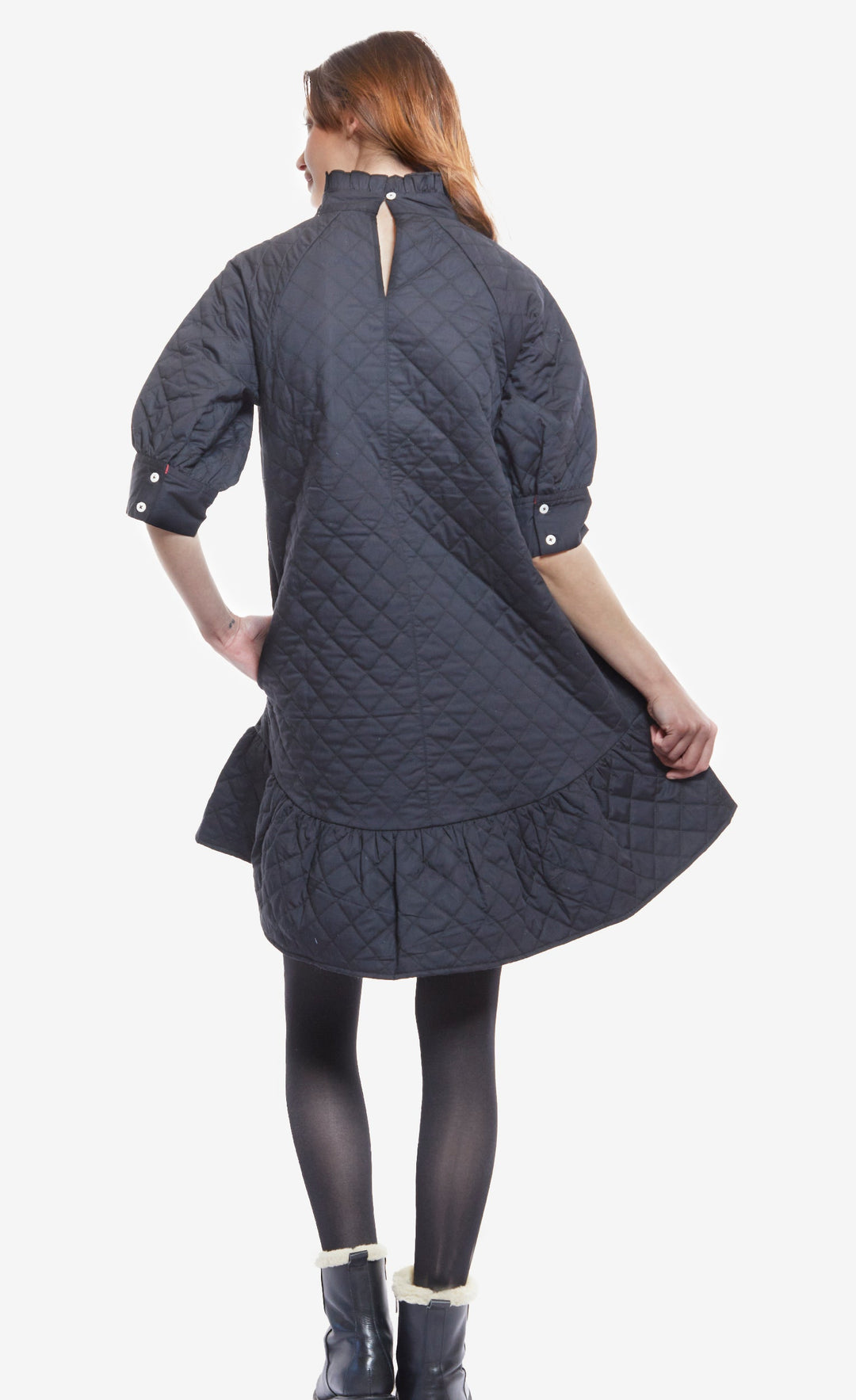 Dizzy-Lizzie St. Tropez Softly Quilted Black Poplin Dress available at Barbara Katz