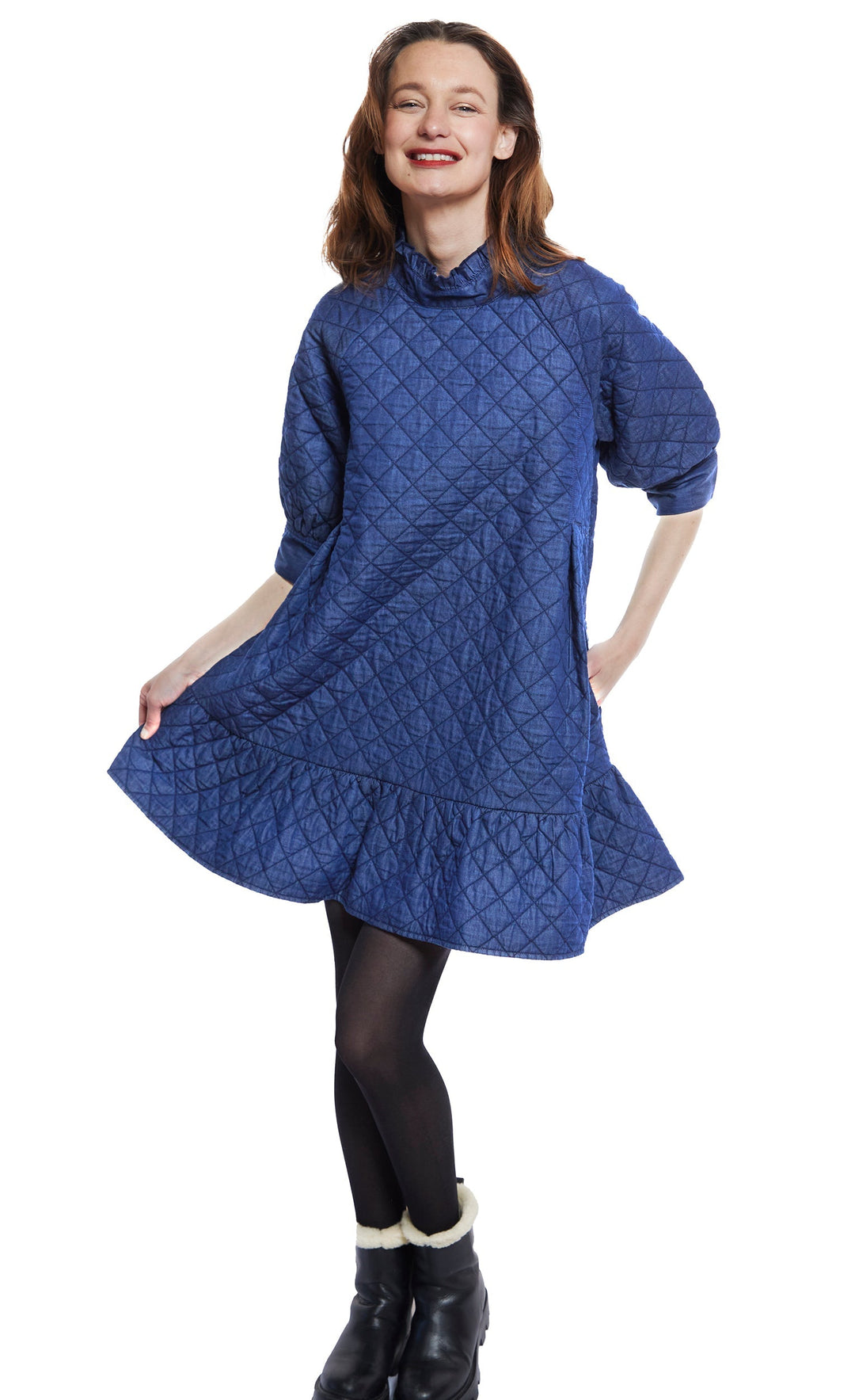 Dizzy-Lizzie St. Tropez Softly Quilted Denim Dress available at Barbara Katz