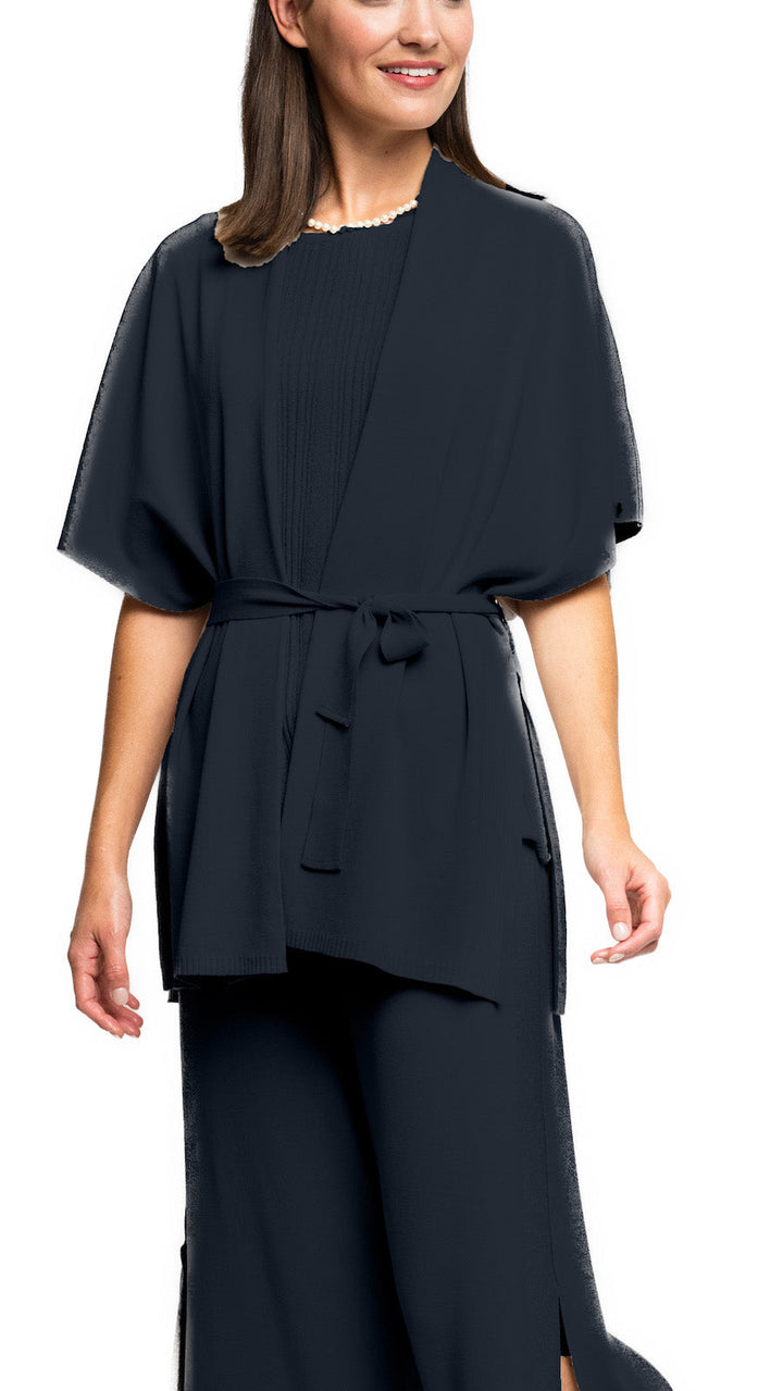 Biana Melinda Belted Dropped Shoulder Cardigan in Dark Navy available at Barbara Katz