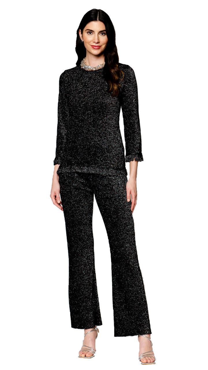 Biana Emilia Shimmer Fringe Top in Black Shimmer available at Barbara Katz