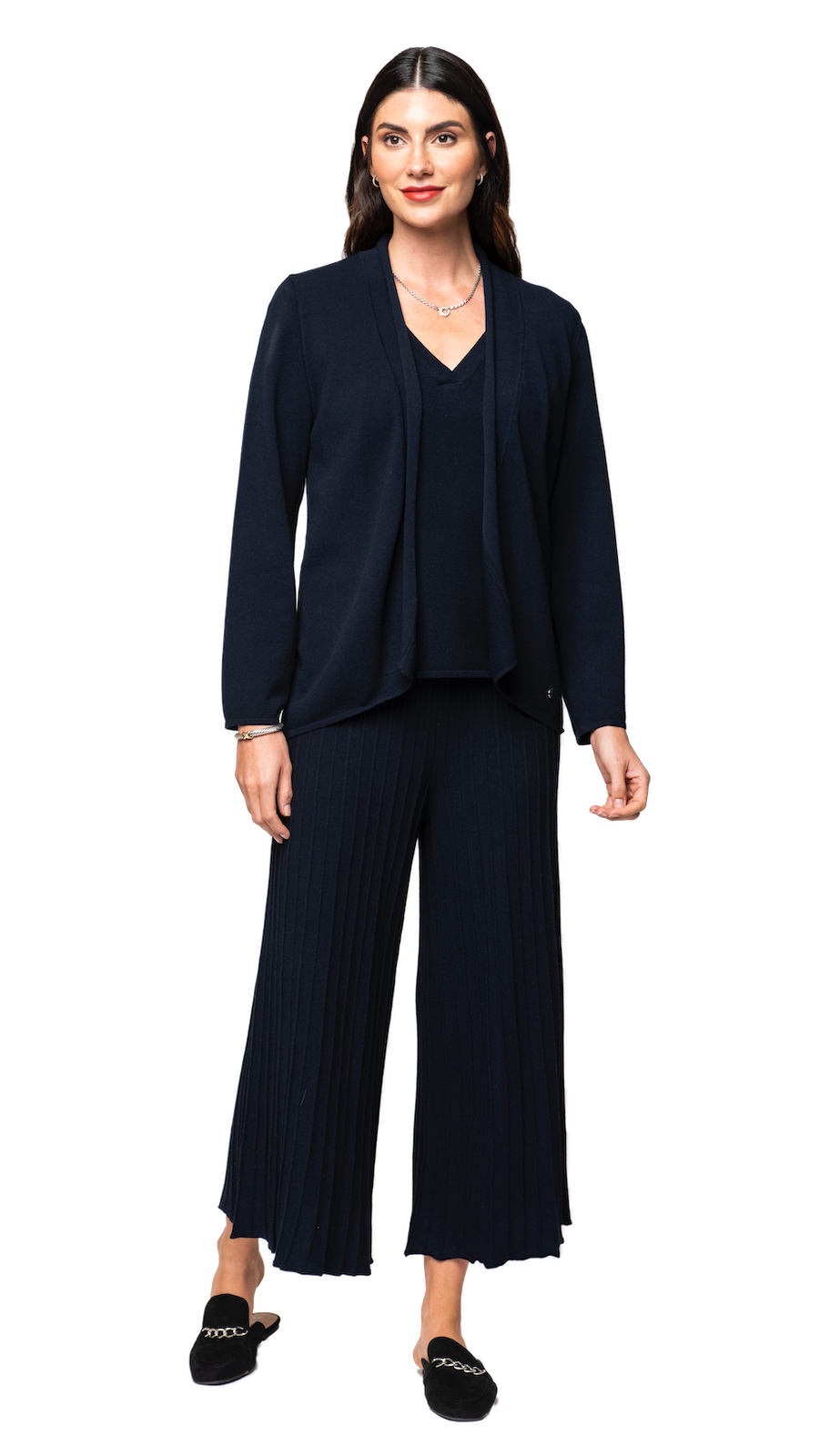 Biana Amy Shawl Collar Cardigan in Dark Navy available at Barbara Katz