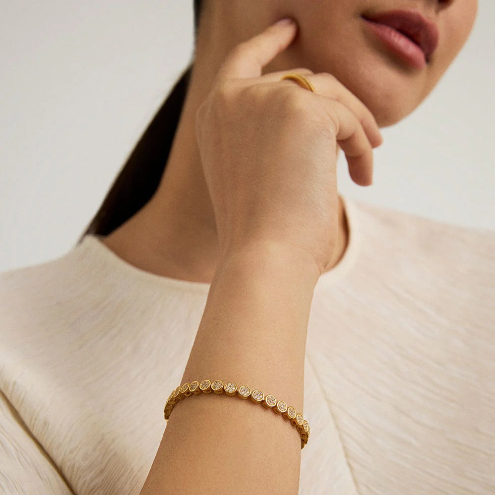 Dean Davidson Mirabeau Pave Bracelet in White Topaz/Gold available at Barbara Katz